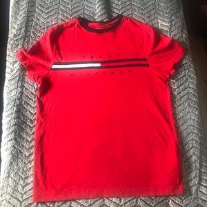 A red Tommy Hilfiger shirt